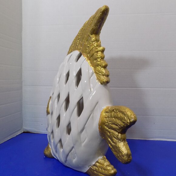 NEW Fish Statue Figurine Coastal Home Decor Ceramic - Picture 3 of 6